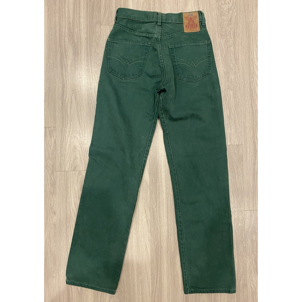 Vintage Avirex Jeans Mens 28x32 Green Made In Italy Button Fly New York City USA - Picture 7 of 11